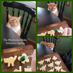 collage of Oliver helping bake cookies