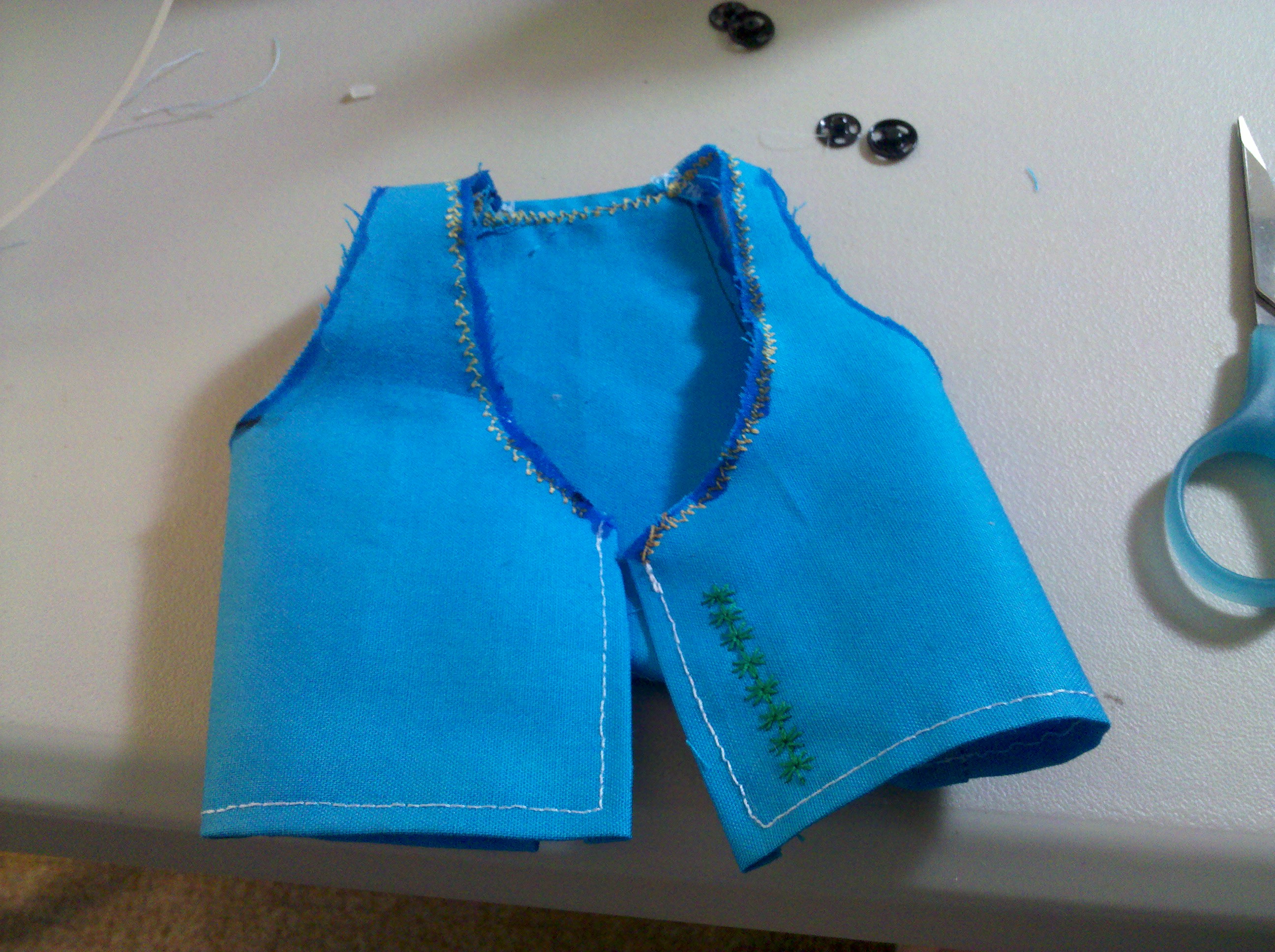 Monkey Costume vest fray check and embroidery