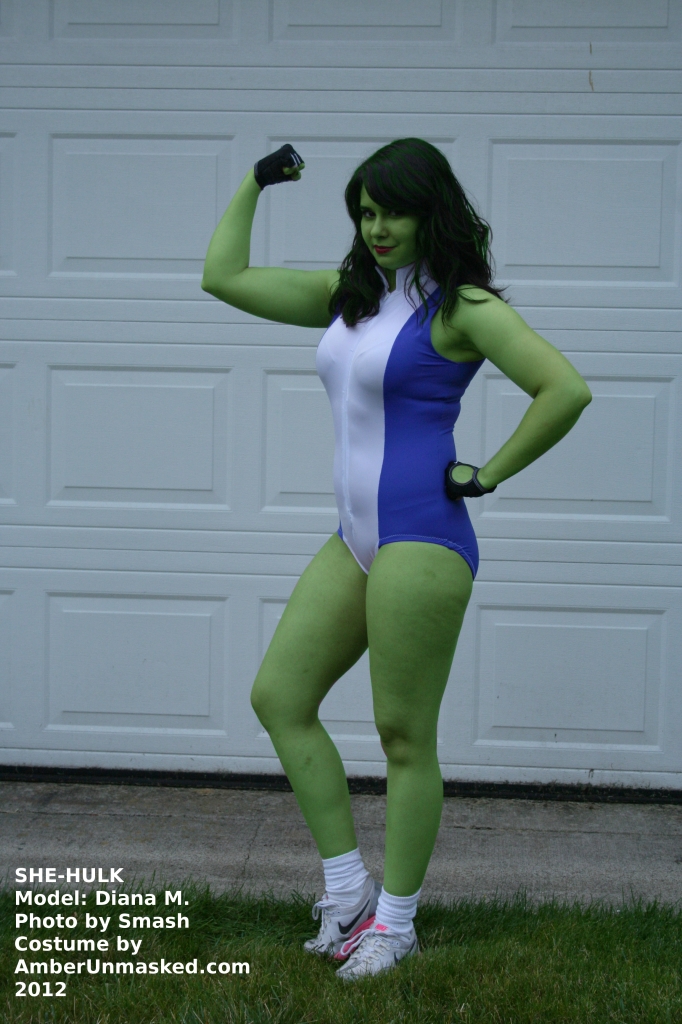 SHE-HULK COSPLAY. COSTUME BY AMBER LOVE. MODELED BY DIANA.