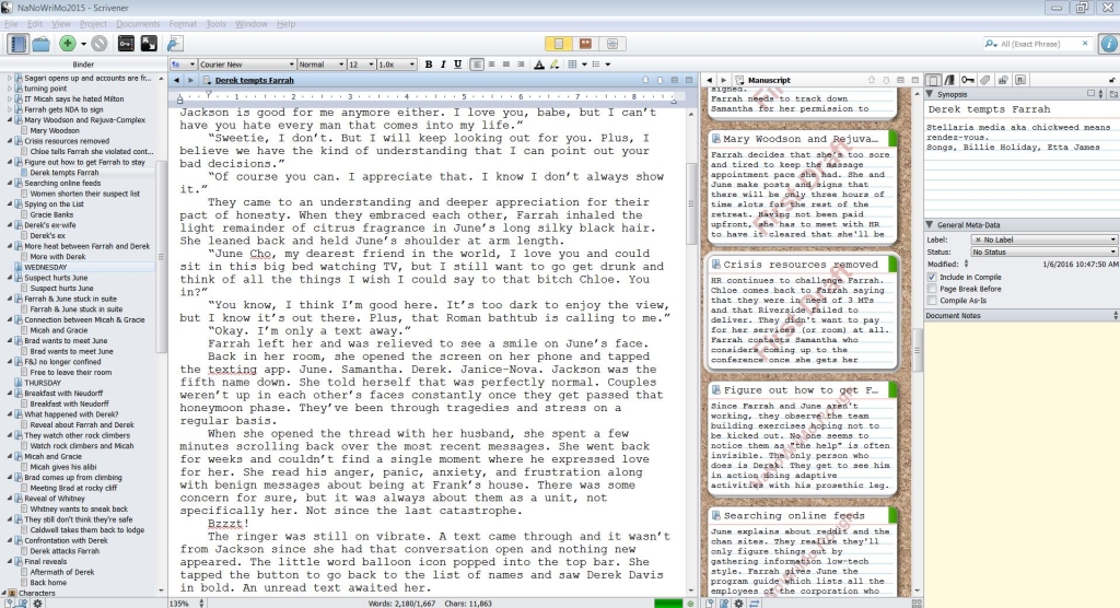 SCRIVENER LAYOUT WHILE EDITING