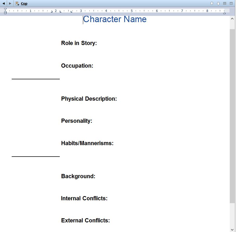 Scrivener Character Templates