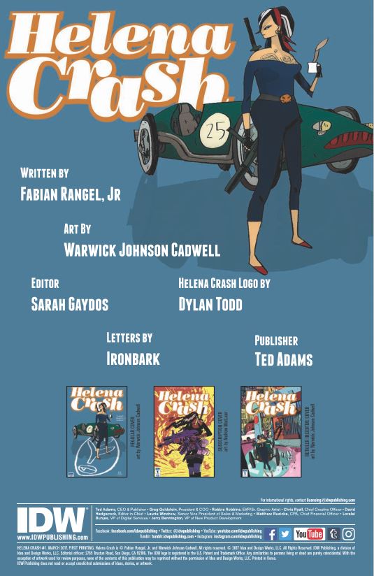 Helena Crash issue 1 credits