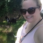 Amber and Gus on a walk