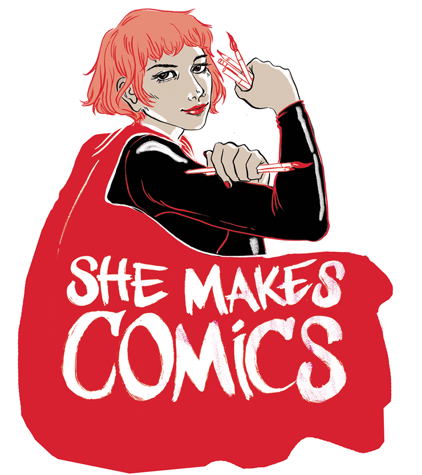 she makes comics logo