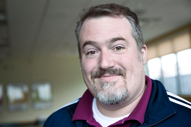 Graphic novel writer A. David Lewis at WBUR. (Robin Lubbock/WBUR)