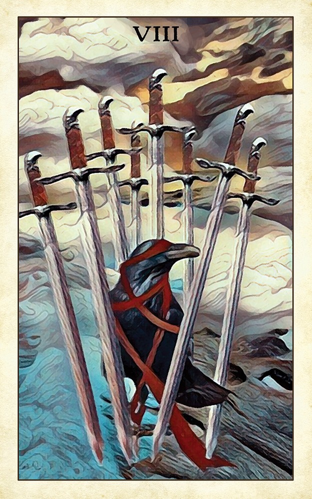 CROW tarot eight of swords