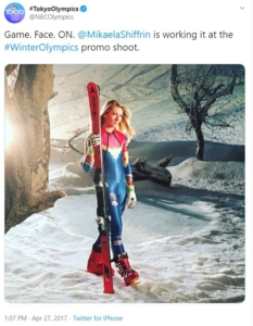 Mikaela Shiffrin in the Capt Marvel ski uniform