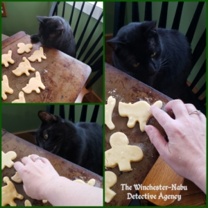 collage of Gus baking