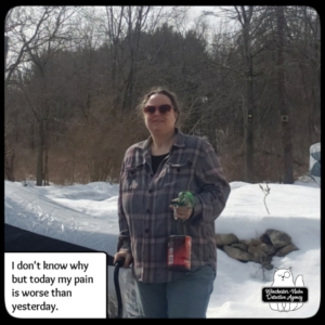 amber using cane to walk