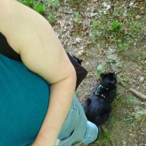 amber and Gus on a trail