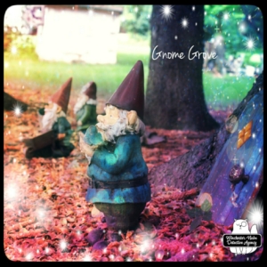 garden gnomes under trees