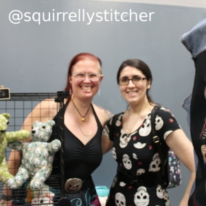 Shelby and helper at Squirrelly Stitcher booth