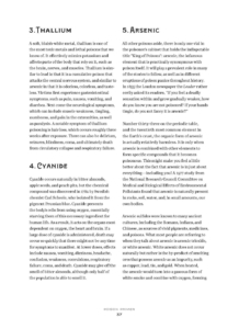 poisonous elements and chemicals text page: thallium, cyanide, arsenic