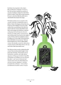 poisonous elements text page, arsenic continued; text next to green bottle of arsenic with dead flowers in it like a vase