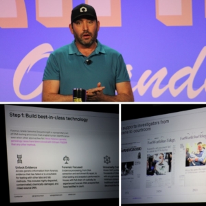 crime con collage: Dan Mittelman (top) slides from presentation (bottom)