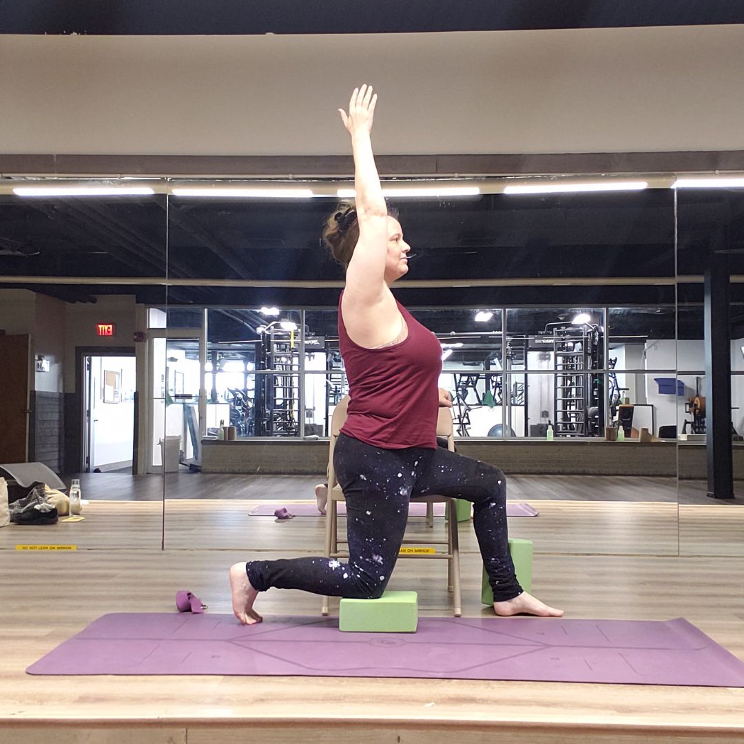 amber chair yoga lunge