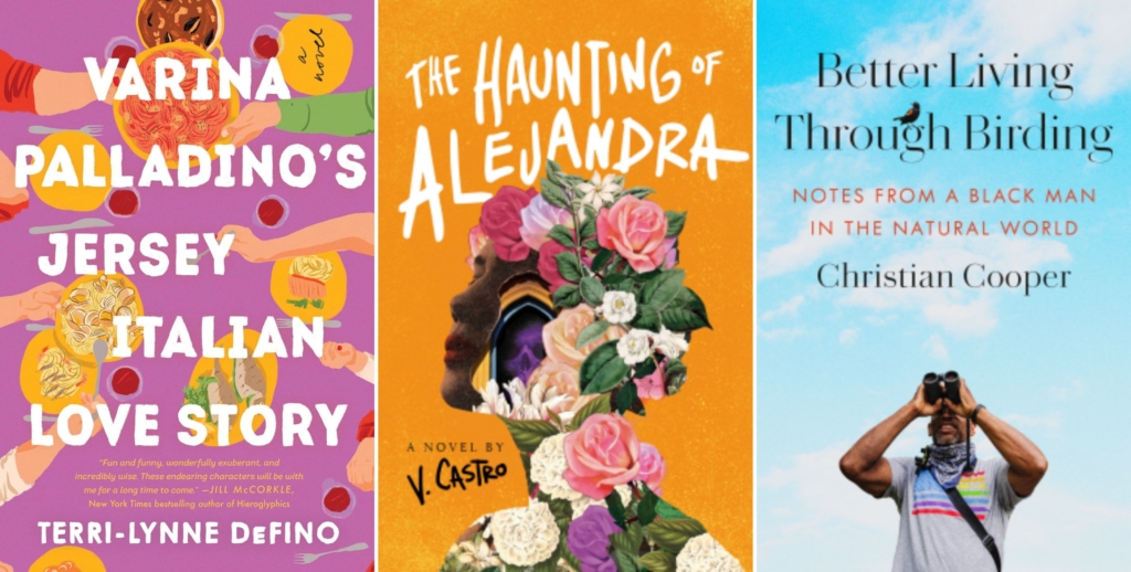 book covers for: Varina Palladino's Jersey Italian Love Story; The Haunting of Alejandra; and Better Living Through Birding
