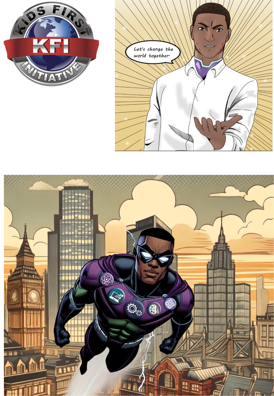 Kids First STEAM man comic page 1