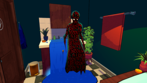 She Could Fly In-Game Image of bathroom with fear monster and overflowing sink