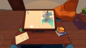 She Could Fly In-Game Image of desk with notebook