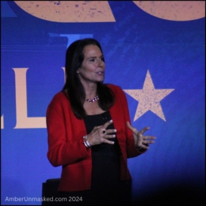 Aphrodite Jones on stage to discuss the murders that were in a documentary called The Staircase about Michael Peterson and the suspicious murders of his wives.