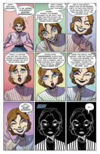 Mommy Blog comic interior page writer Marguerite Bennett and artist Eleonora Carlini (a 1950's style mother talking in 9 panels)