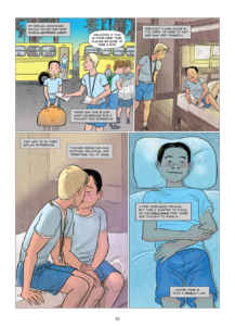 It Rhymes With Takei interior page showing George at sleepaway camp where he has his first kiss with a boy