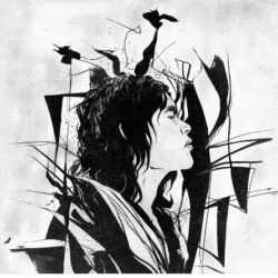 Paul Pope profile of a person in black ink