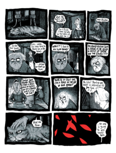 "More Weight" interior page showing Giles and Martha Corey at home.