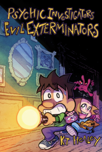 cover; children sneaking through a dark hallway with a flashlight