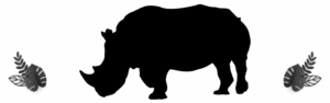 jungle leaves, rhino silhouette, jungle leaves