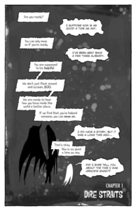 Gracie's Ghost by Dawn Brown interior page of a demon like character talking to Gracie's ghost friend.