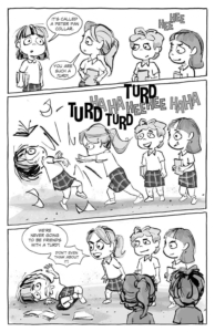 Gracie's Ghost by Dawn Brown interior page; Gracie being bullied at school.