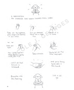 Emotional Support Animals interior page showing a meditation guide for anger release by Nicole J. Georges