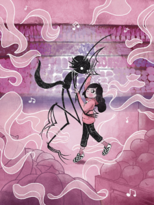 comic interior page Ghoul by Kasey Iris the "ghoul" dancing with the little girl