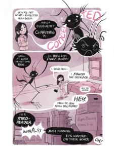 comic interior page Ghoul by Kasey Iris a girl talking to the "ghoul"
