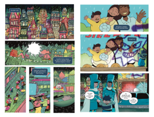double page spread of "the Marsh Fellows" by Anna-Laura Sullivan