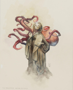 skeletal nun in front of an octopus by Mignola