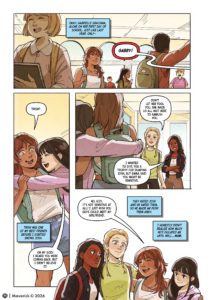 Navigating with You Volume 2 interior page showing Gabby reconnecting with her friends at school.