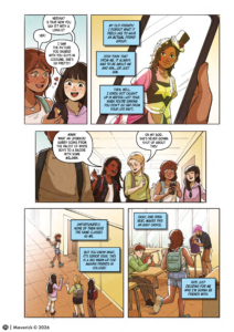 Navigating with You Volume 2 interior page showing Gabby reconnecting with her friends at school.